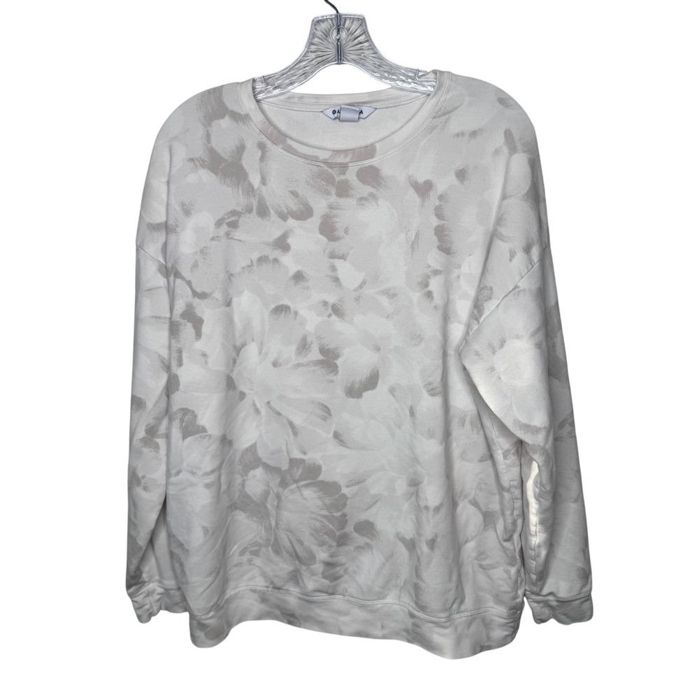 Athleta Balance Printed Pullover‎ Sweatshirt Floral Cream Tan Womens L
